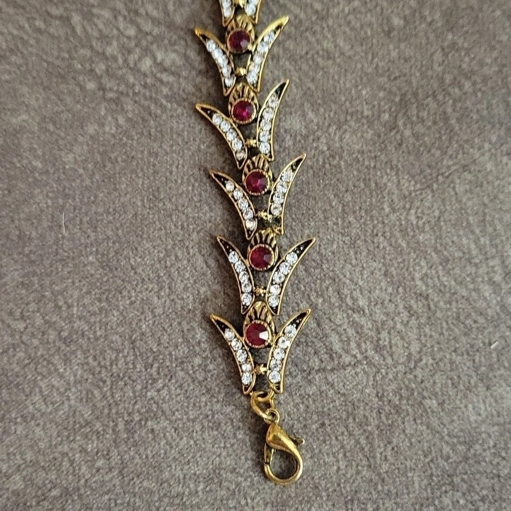 Antique Art Nouveau Crystal Fishtail Tennis Bracelet